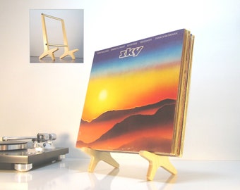 Record Storage & Now Spinning Stand Holds 15 Favorite Albums | Small Vinyl Record Rack Display | Minimalist MCM LP Holder | Handmade in USA