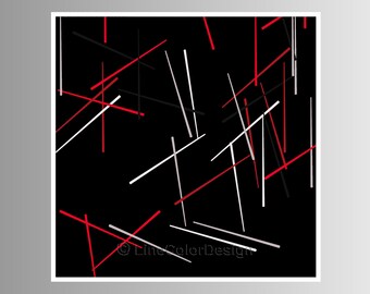 Printable Abstract Art For Modern Home & Office | Red Black Gray | Instant Download Wall Art Print | Simple Contemporary Decor    P24x24_064