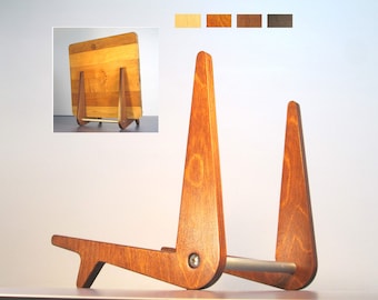 Cutting Board Stand | Modern Wood Chopping Board Storage Rack | Contemporary Kitchen Utensil Organizer | MCM Gourmet Chef Gift Handmade USA