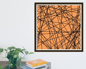 Abstract Random Art | Geometric Printable Wall Art | Instant Download | Orange & Black | Contemporary Print For Home and Office  #P24x24_065