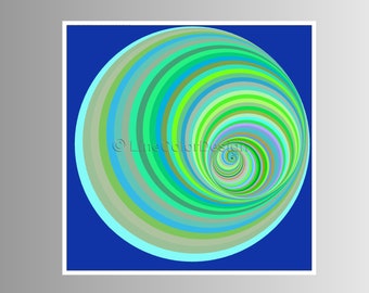 Impressão de arte quadrada para download | 24x24 | Padrão geométrico azul verde para impressão | Cor e interesse para a parede de sua casa e escritório #P24x24_005