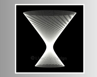 Impressão de arte digital quadrada | Padrão de linha espiral 3D preto e branco | Decoração de casa e escritório | Arquivos para download em alta resolução | #P24x24_036