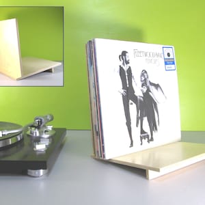 Vinyl Record Flip Rack Storage & Display For 55 Albums | The Perfect Modern Tabletop Album Holder | MCM Leaning Organizer | Handmade in USA