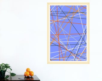 Random Lines Abstract Art | 24x36 | 20x30 | 16x24 | Instant Download Geometric Art | Blue Minimalist Contemporary Wall Decor  #P24x36_004