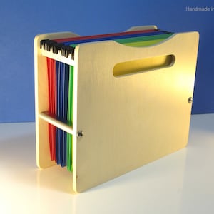 Mini Desk File Organizer | Modern Hanging Folder Box | Contemporary Home Office Desktop Accessories | Simple & Functional Handcrafted in USA