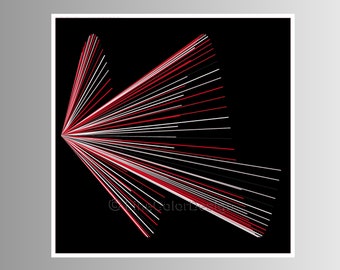 Impression d'art abstrait au trait | Motif tourbillon rouge gris | Décoration murale contemporaine | Fichiers image haute résolution téléchargeables |   #P24x24_045