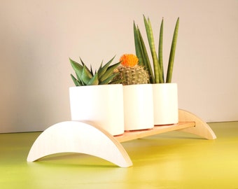 Indoor Plant Stand Oasis | Modern Colorful Display | Small Tile Shelf | Gardening Gift for Bonsai, Succulent and Kitchen Herbs, Handmade USA