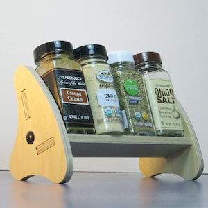 Countertop Spice Rack | Modern Wood Organizer | New Contemporary Sloping Design | Kitchen Storage Utensil | Chef Gift | Handcrafted in USA