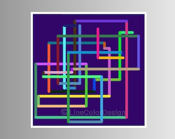 Impressão geométrica de arte de parede | 24x24 | Rede Contínua de Cores | Arte moderna minimalista com arquivos para impressão com download instantâneo #P24x24_011