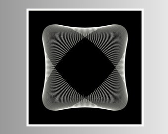 Abstract Art Print Download, Black and White Geometric Line Art for Contemporary Home Living Room or Office, Printable High-Resolution Files