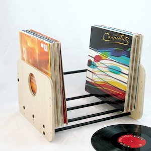 Configurable 100 Record Crate | Vinyl Record Stand | Record Holder For 50-100 LP Record Storage | Modern - Simple - Functional    #VCX-BBBK
