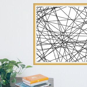 Random Abstract Line Print | Geometric Printable Art | Black & White Digital Wall Art | Décor for a Modern Home, Living Room and Office