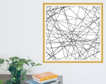 Random Abstract Line Print | Geometric Printable Art | Black & White Digital Wall Art | Décor for a Modern Home, Living Room and Office