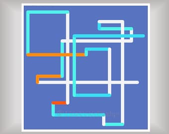 Wall Art Abstract Geometric Printable | Colorful Line Art | Digital Download Poster Print | Home & Office Modern Algorithm Art | #P24x24_067