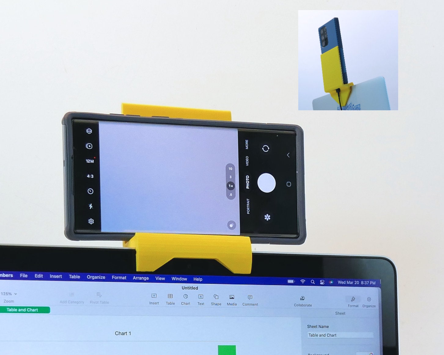 Mobile Phone Holder for Laptop Computer Cellphone Desk Stand Online Video Chat Webcam Accessory Office Tech Gadget Gift Made in USA