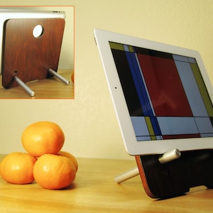 Adjustable Tablet Stand and iPad Stand With a Contemporary Design, Great For Home Office, Kitchen, Online Meetings and Movies, Wood #TS-CHS
