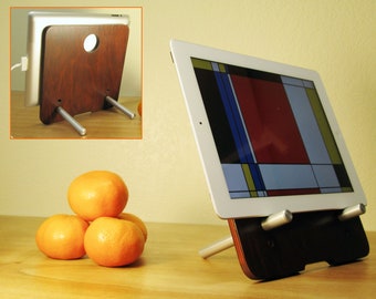 Adjustable Tablet Stand and iPad Stand With a Contemporary Design, Great For Home Office, Kitchen, Online Meetings and Movies, Wood #TS-CHS