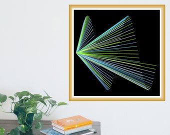 Abstract Line Art Print | Blue Green Swirl Pattern | Modern Home & Office Wall Decor | Printable High Resolution Digital Files | #P24x24_039