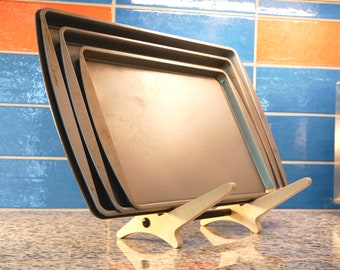 Storage Rack for Trays, Cookie Sheets and Cutting Boards | Contemporary Kitchen Organizer Wood Stand | Gourmet Chef Gift | Handmade in USA