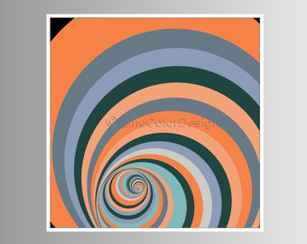 Downloadable Art Print | 24x24 Inch | Printable Geometric Pattern With Burnt Orange Swirl For a Modern Home or Office Wall Decor #P24x24_004