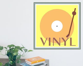 Turntable Vinyl Art Print | Printable Record Player Wall Art | Downloadable Artwork For Music | Instant Download Square Poster   #24x24_V008