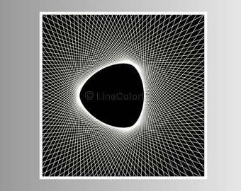 Op Art Black and White Geometric Print | 24x24 | Instant Download Printable | Fine Art Contemporary Interior Decor | Space Art | #P24x24_028