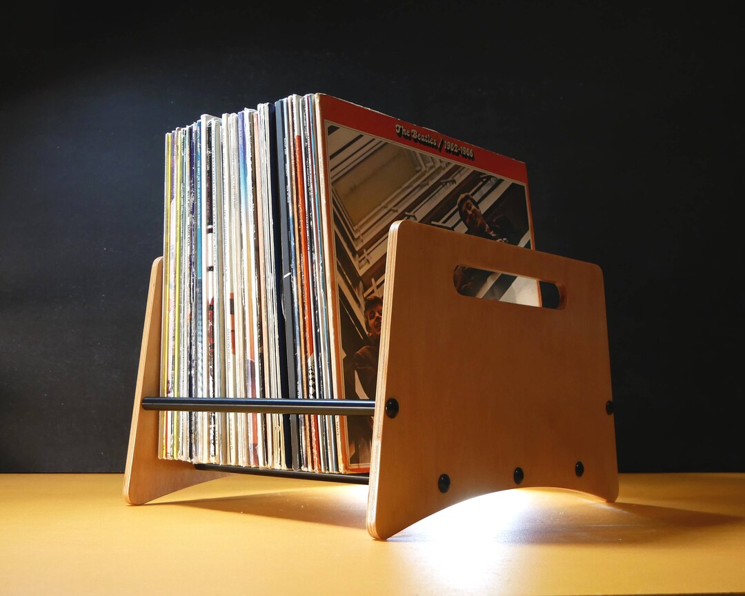 Record Storage Crate Holds 75 Albums | Modern Tabletop Vinyl Rack ...