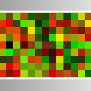 Geometric Printable Pixel Art | 16x24 Green and Red Contemporary Image for Modern Home or Office Space |  Easy Download Now |    #P16x24_005