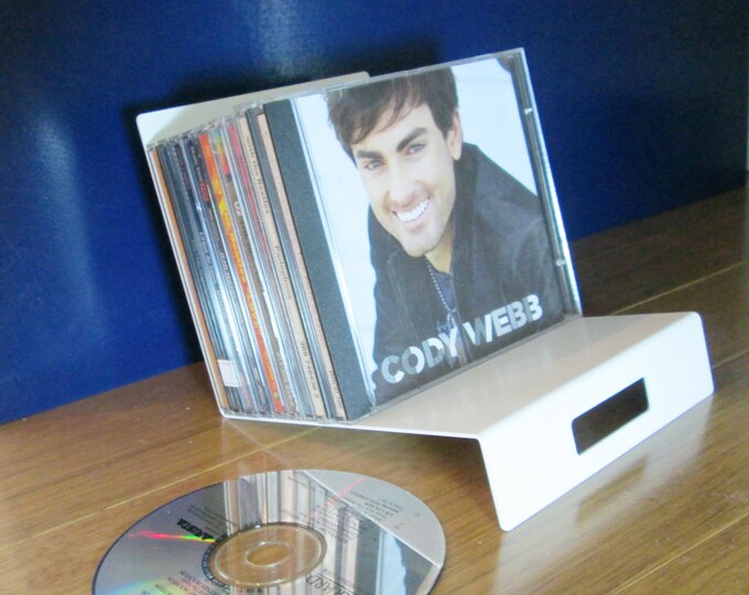 CD Storage Stand for 15 Cds Sloping Rack Organizes Your Favorite Music