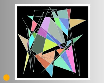 Abstract Geometric Art Print, 12 x 12 and 15 x 15, Modern Random Color Composition, Printable Square Art For Instant Download    #P15x15_003