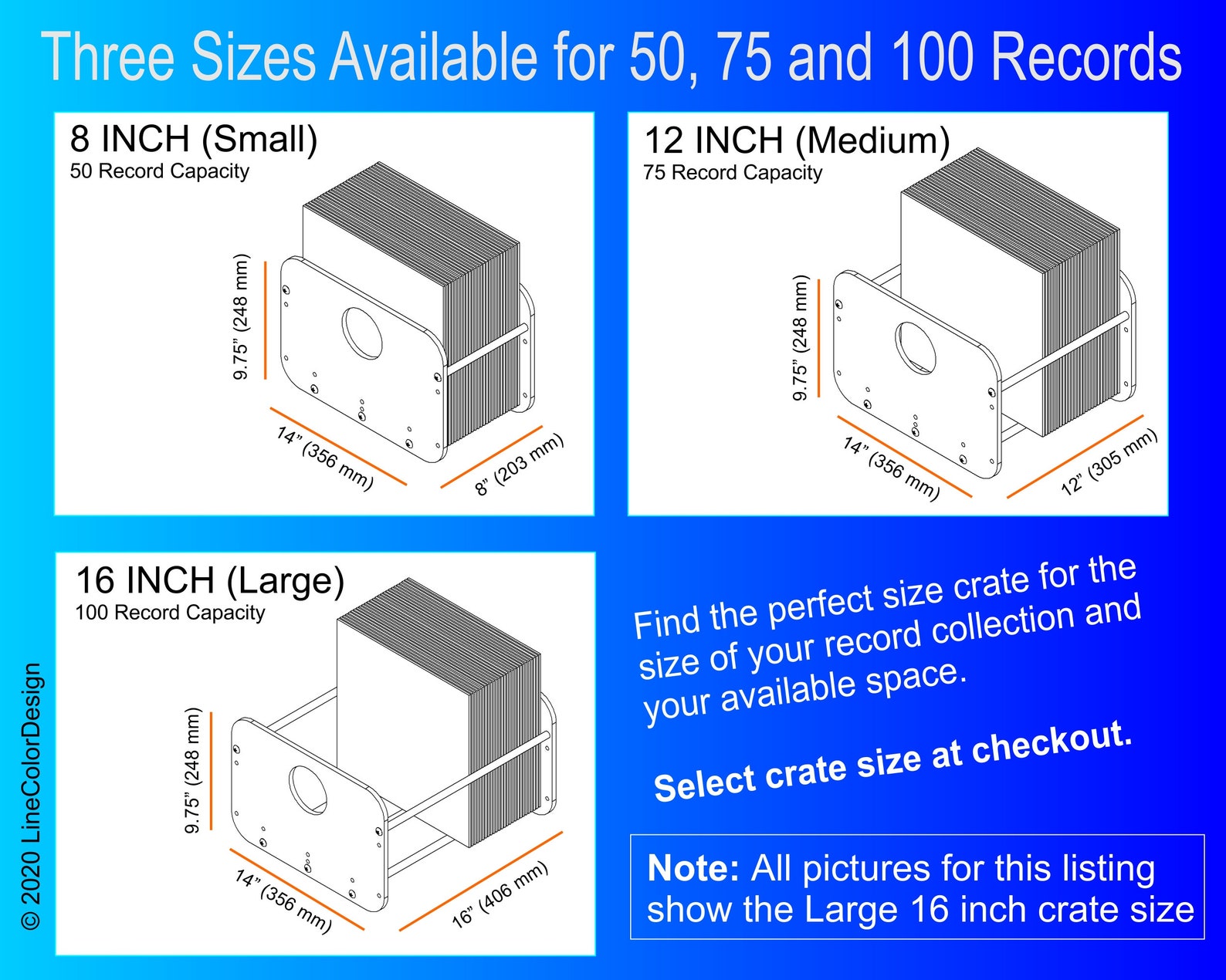 Tabletop Record Storage Rack Handmade in USA Vinyl LP Crate Etsy