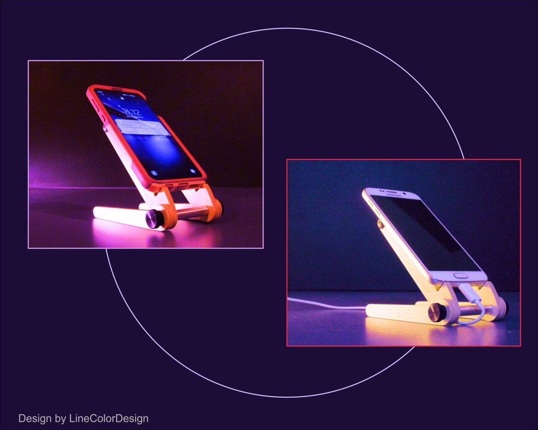 Adjustable Angle Phone Stand and iPhone Holder Modern Wood Desk