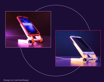 Suporte para telefone com ângulo ajustável e suporte para iPhone | Acessório moderno para celular e smartphone de mesa de madeira | Gadget de telefone de madeira | Feito à mão nos EUA