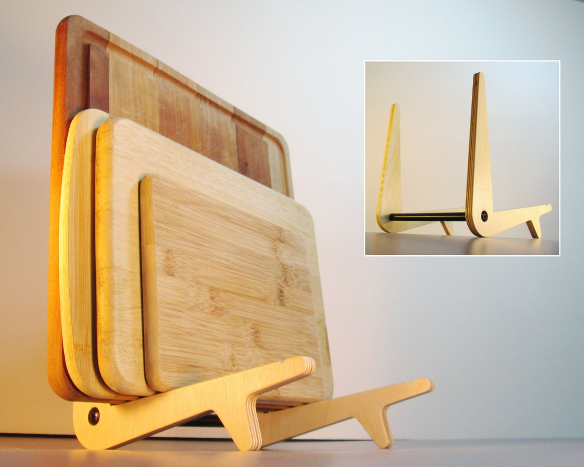 Storage Rack For Cutting Boards Modern Wood Charcuterie Etsy