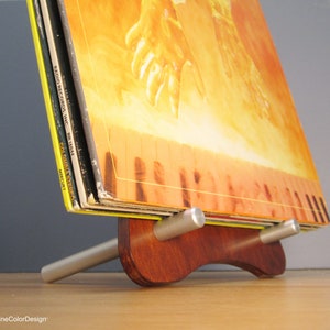 Handmade Now Playing Vinyl Display, Now Spinning Stand, Vinyl Record Storage Rack, Record Holder in Cherry Stain Finish, Fits 1-6 LP #NP-CS