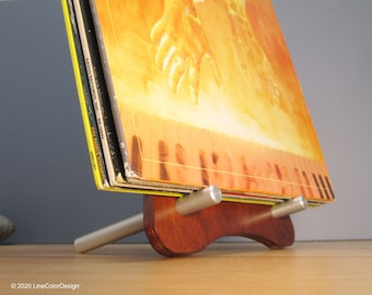 Handmade Now Playing Vinyl Display, Now Spinning Stand, Vinyl Record Storage Rack, Record Holder in Cherry Stain Finish, Fits 1-6 LP #NP-CS
