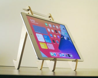 Tablet Stand For iPad With Pencil Holder | Modern Adjustable | For Contemporary Home, Office, Desk, Kitchen, Video Chat | Handmade in USA