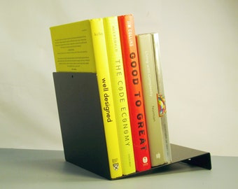 Small Tabletop Book Stand | Simple Storage for Home or Office | Organize Books With Style On Sloping Ramp | Black or White Shelf  #BV7W BV7B