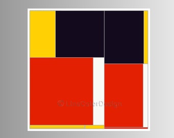 Digital Art Print in De Stijl Style For Modern Office or Living Space | Downloadable Artwork | Primary Color Square Printable |  #P24x24_049
