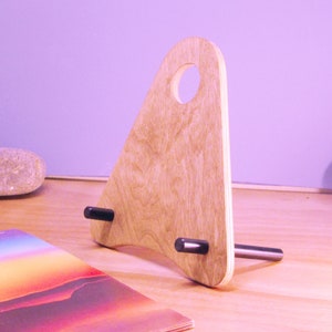 Now Spinning Record Display Stand, Handmade USA, Rack for Vinyl Now Playing Album Cover, Organic Design Holds 1-6 Long Plays Black & Silver