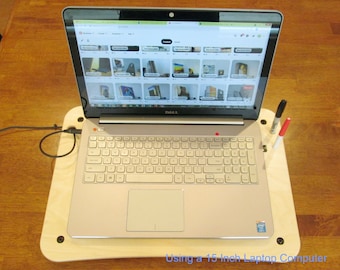 Portable Travel Desk Tray For Laptop Computer, Wood Table Surface for Working, Writing, Drawing, TV Dinner, Traveling, Camping. Handmade USA