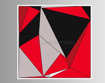 Geometric Fine Art Print | 24x24 | Red Triangle Mosaic |  Printable Digital Artwork Download | Contemporary Home Interior Decor  #P24x24_033