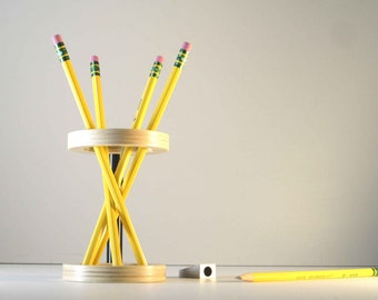 Pen Holder and Desk Organizer | Modern Office Desktop Pencil Accessory | Original Gift for Boss & Coworker | Beautiful Display Handmade USA