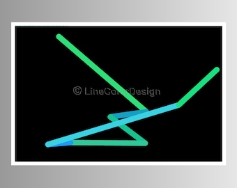 Printable Abstract Line Art | Contemporary Fresh Colors for Your Home or Office | Easy Digital Download Print | Blue and Green | #P16x24_059