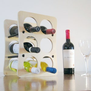 Tabletop Wine Rack Holds Six Bottles! | Handmade USA | Contemporary Wine Storage For Table, Bar, Kitchen Countertop | Wine Lover Cellar Gift