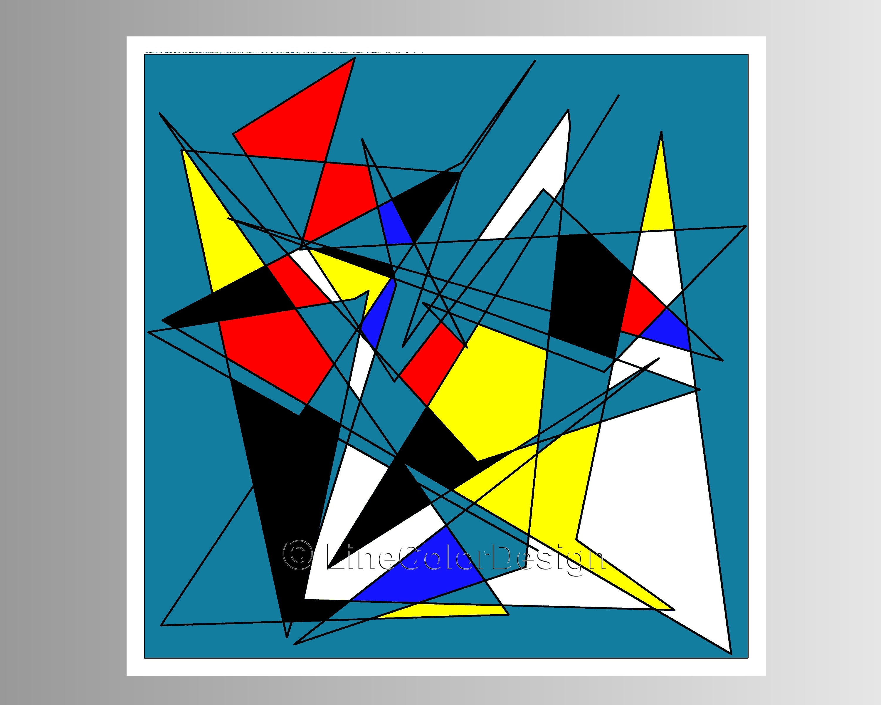 15x15 Inch Square Art Print, Abstract Modern Geometric Primary
