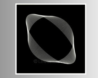 Black White Geometric Op Art Print | 24x24 20x20 16x16 | Printable Download File | Minimalist Fluid Contemporary Interior Design #P24x24_029