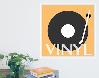 Turntable Art Print | Printable Vinyl Record Player Wall Art | Downloadable Music Artwork | Instant Download Square Poster Print #24x24_V007