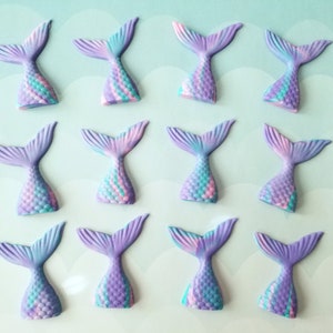 A Set of Extra Small Mermaid Tail Cake Toppers