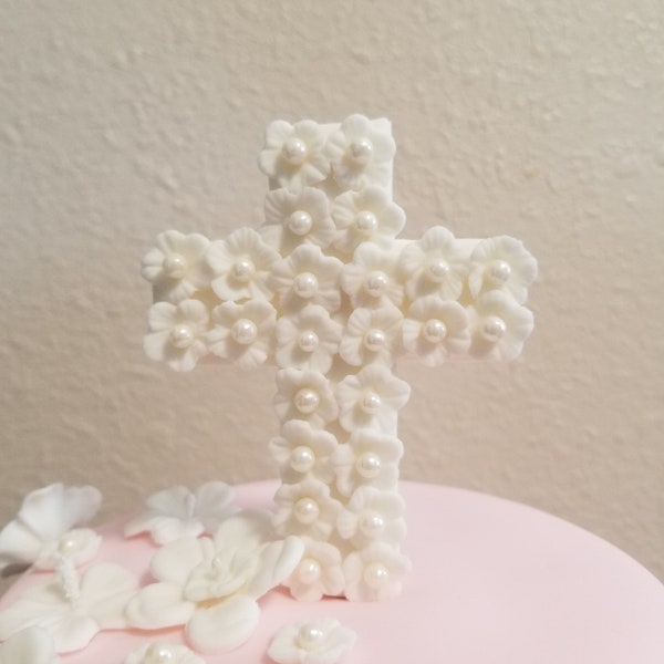 Floral Cross Cake Topper